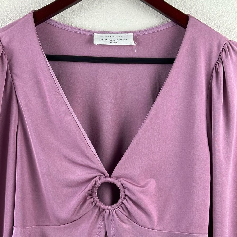 American Threads lavender cropped blouse size M - Picture 3 of 8